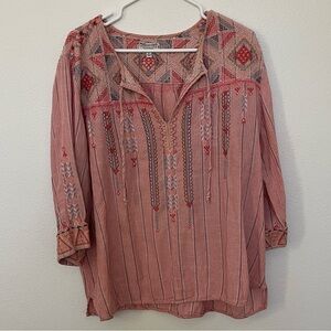 Johnny Was Women's Embroidered Pink Top